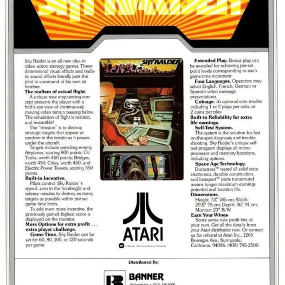 Atari Sky Raider Arcade FLYER Original 1978 Video Game Artwork Sheet Space Age